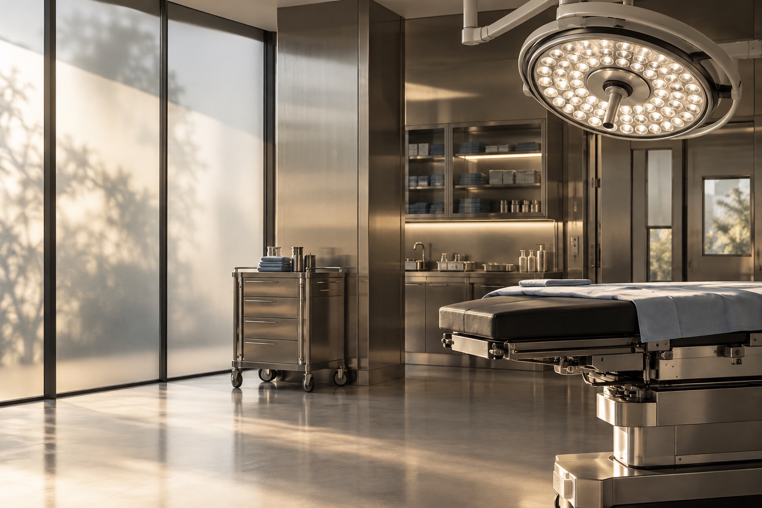 Illustrative architectural view of an unoccupied surgical environment